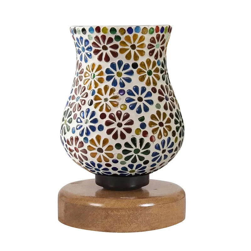 Oryvia Mosaic Glass Table Lamp With Wooden Base - Multicolor media 5