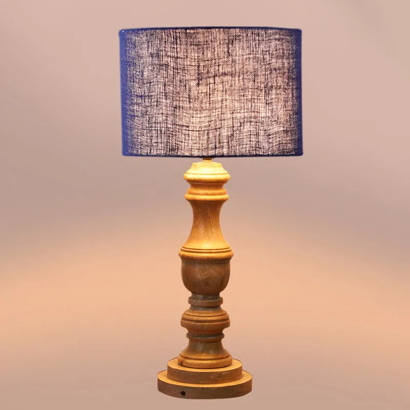 Sienna I Carve Wooden Table Lamp - Blue,Brown media 4