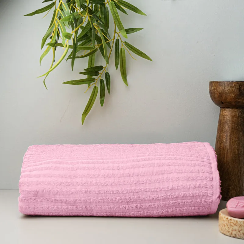 Micro Cotton LuxeDry Striped Bath Towel - Pink media 4