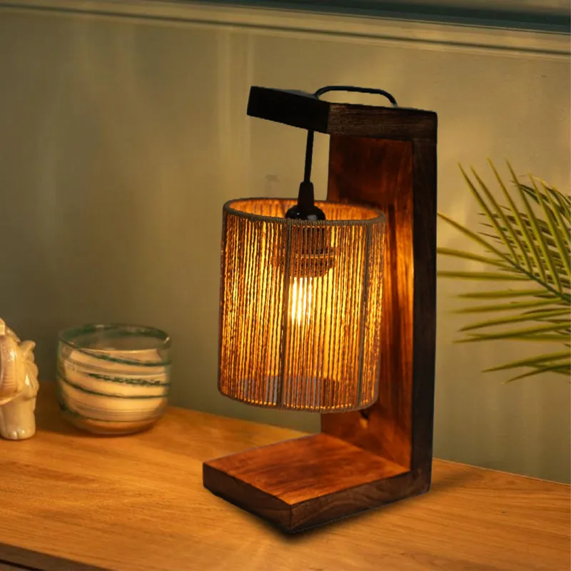 Arcadia Glow Rattan Table Lamp - Beige,Brown media 1