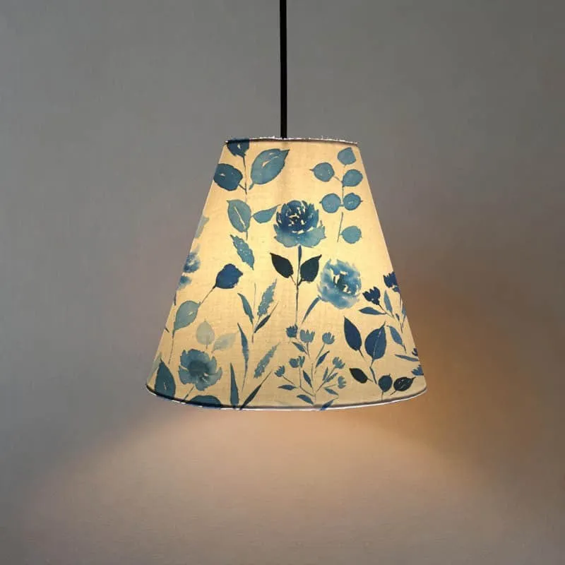 Indigo Clam Handpainted Fabric Ceiling Lamp media 1