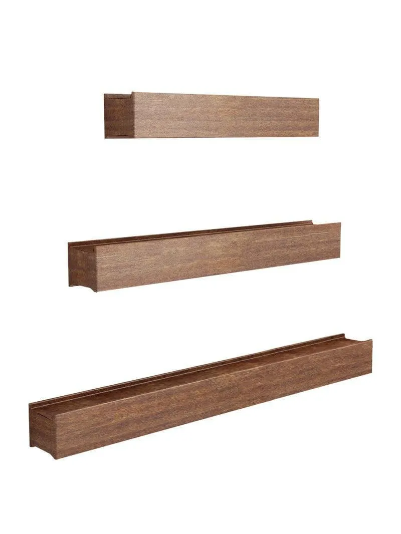 Curio Collector Wall Shelf - Brown - Set Of Three media 3