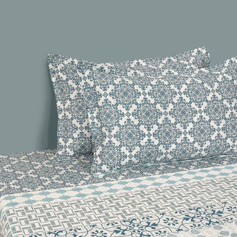 Swayam Zira Cotton Bedsheet (Blue) - 200 TC media 4