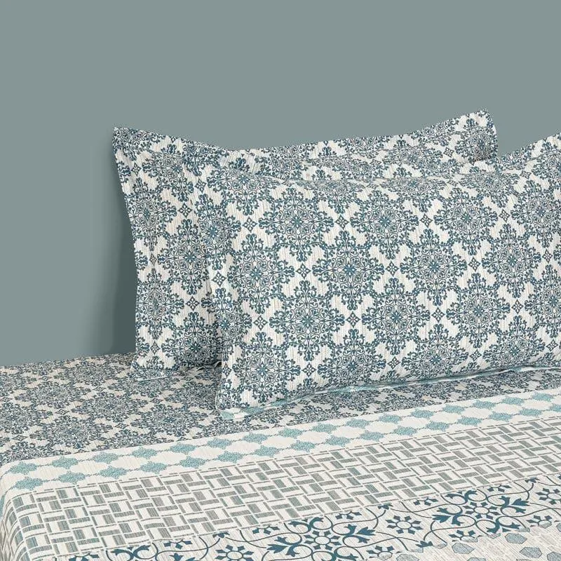 Swayam Zira Cotton Bedsheet (Blue) - 200 TC media 4