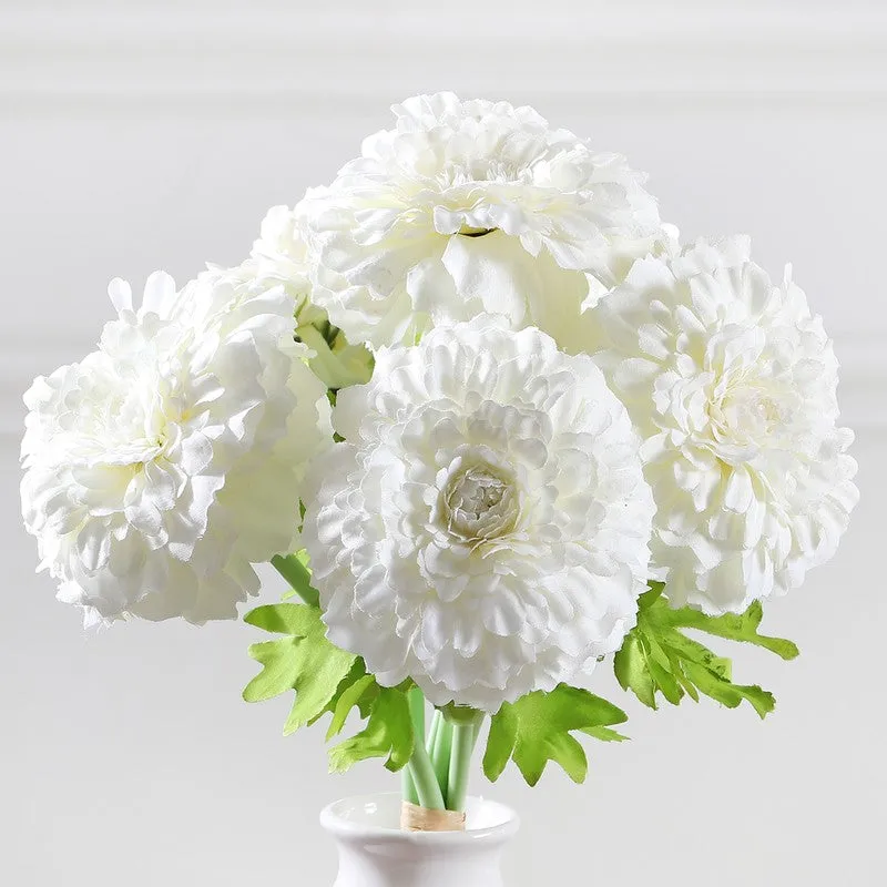 Marigold Artificial Flower Bunch - White media 4