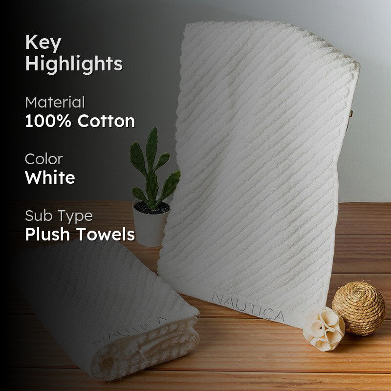 Nautica Riviera Soft Cotton Hand Towel (White) - Set Of Two media 2