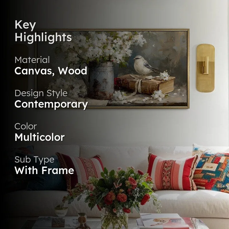 Vintage Petals Canvas Wall Painting With Frame media 2