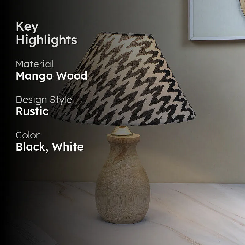 Chevronic Curve Mango Wood Table Lamp - Black, White media 2