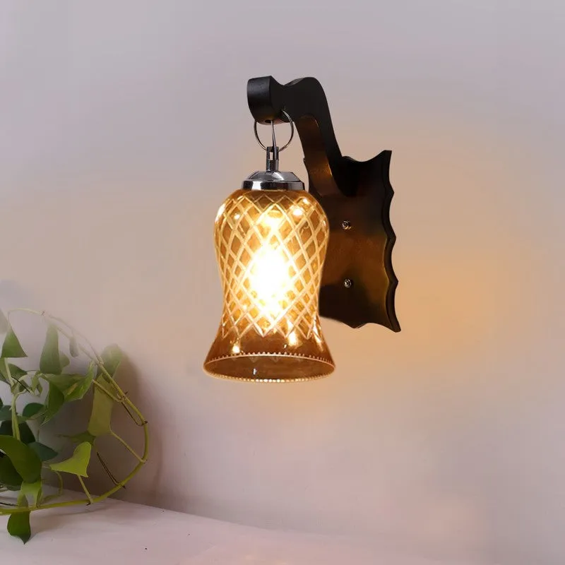 Honey Glow Wavy Amber Glass Wall Lamp media 4