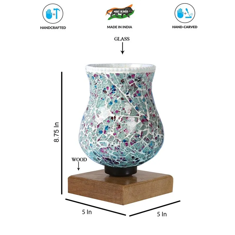 Auraora Mosaic Glass Table Lamp With Wooden Base - Multicolor media 9