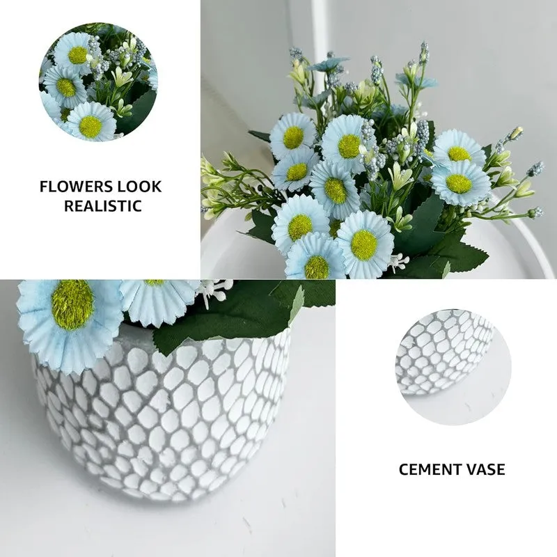 Faux Aster Artificial Flower With Pot - Blue media 6