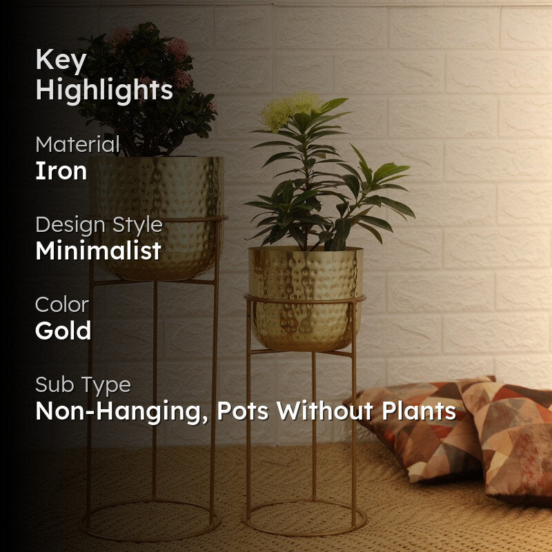 Milara Allure Hammered Planter (Gold) - Set Of Two media 2
