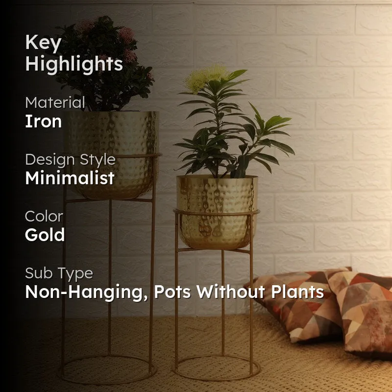 Milara Allure Hammered Planter (Gold) - Set Of Two media 2