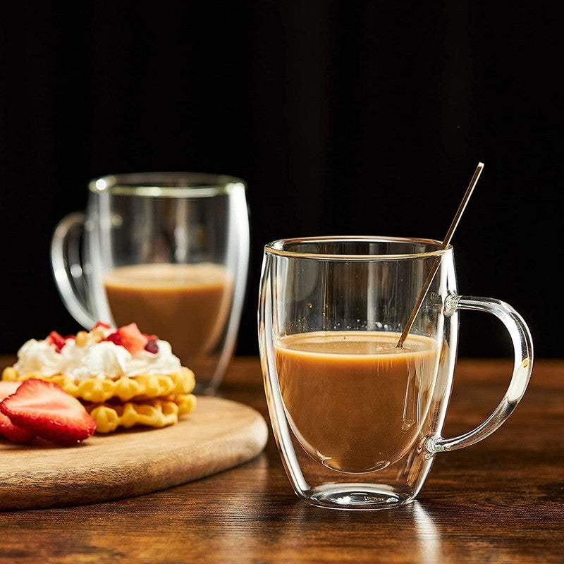 Elegant Glass Coffee Mug (350 mL Each) - Set Of Two