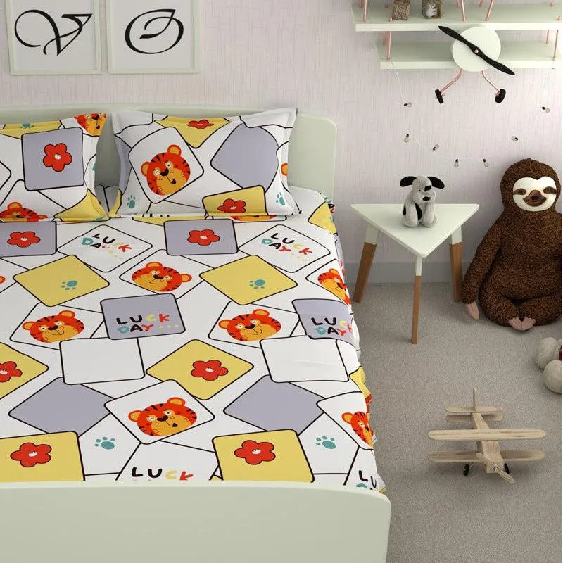 Teddy Cards Printed Microfiber Bedsheet - 180 GSM media 4