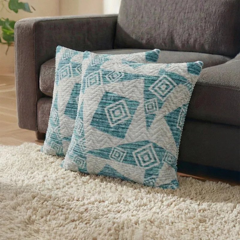 SquareDrift Cushion Cover (Blue) - Set Of Two media 1