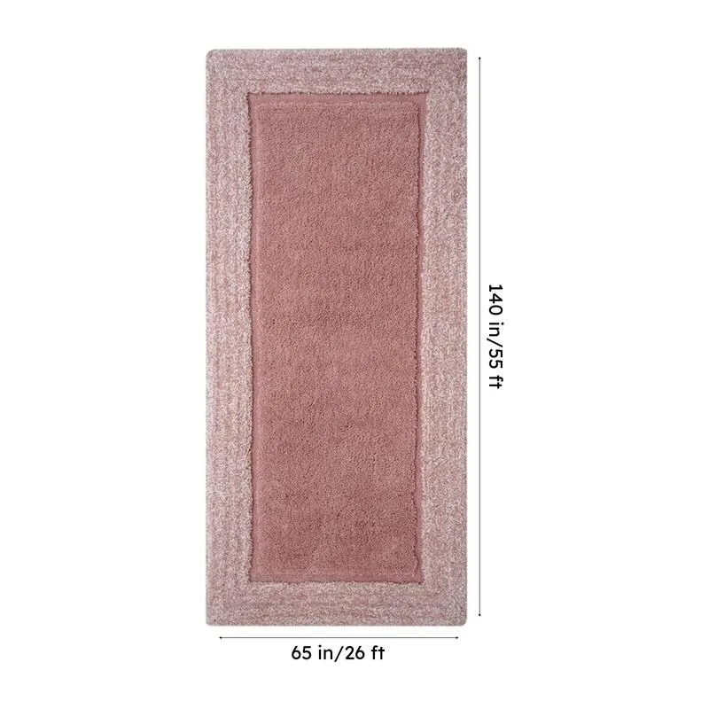 Top view of the pink runner rug in a rectangular shape