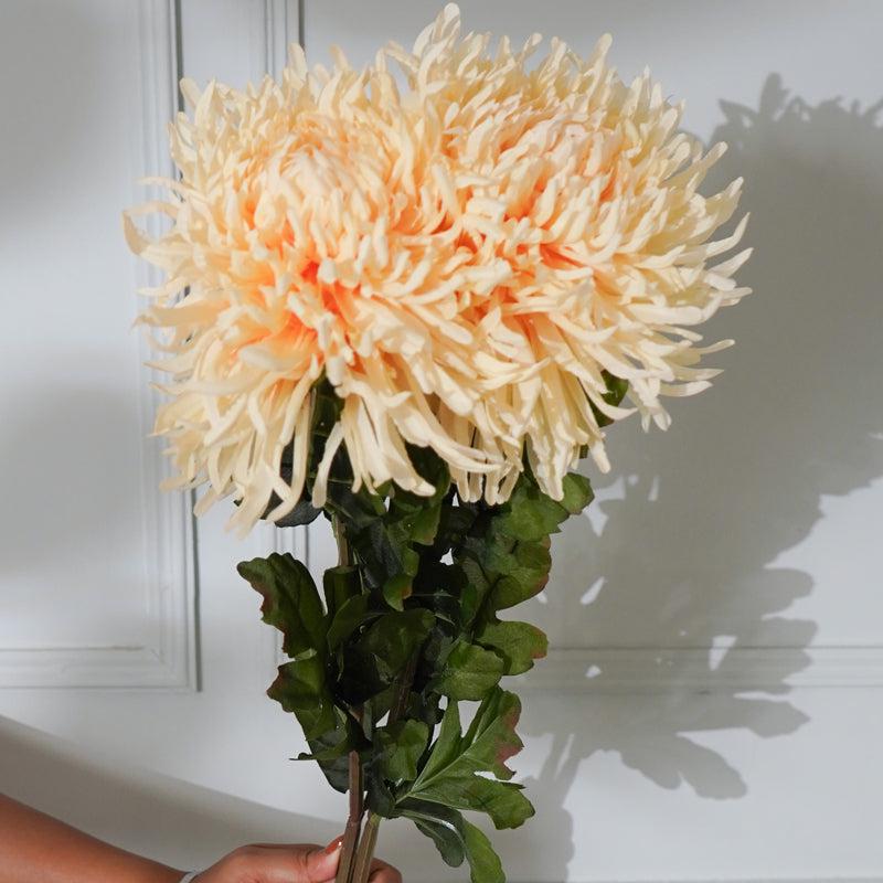 Faux Cream Chrysanthemum Flower Stick (32 CM) - Set Of Two media 3