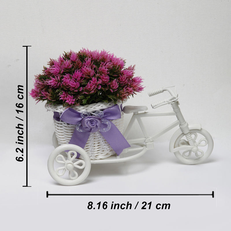 Faux Dark Pink Flower Plant On Mini Cycle Rikshaw image 4