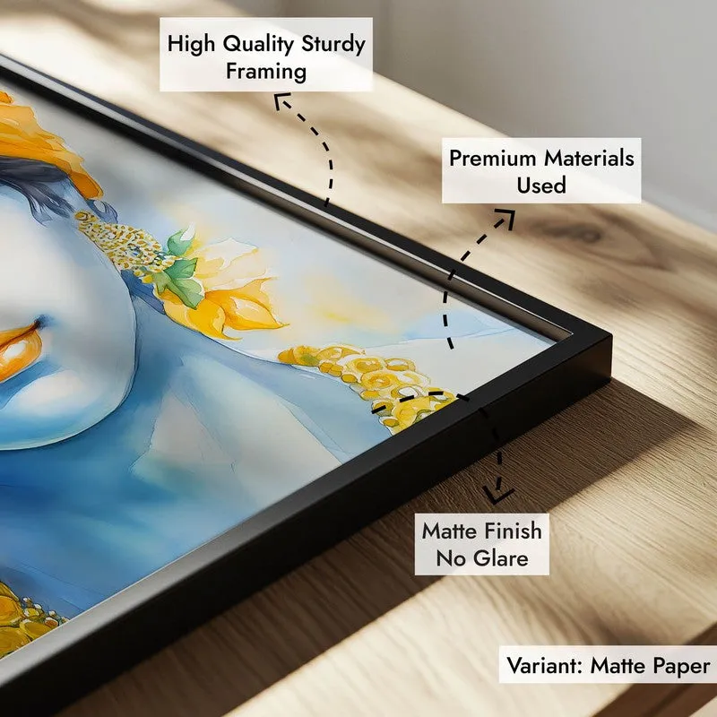 Divine Madhava  Spiritual Archival Paper Wall Painting With Frame - Black media 7