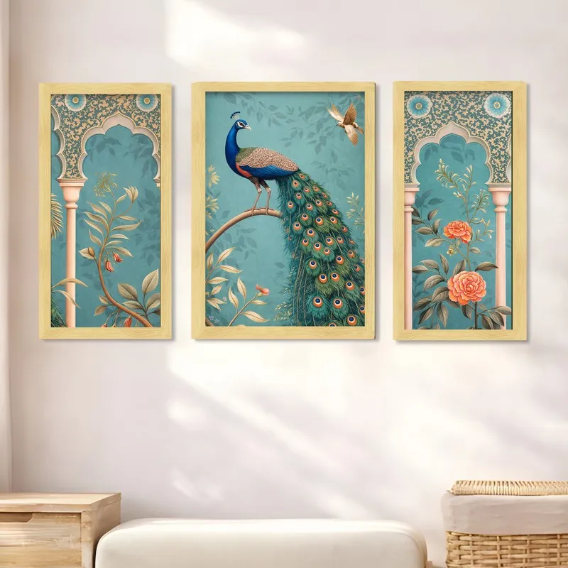 Elegent Mayur Wall Art With Frame - Set of Three media 4