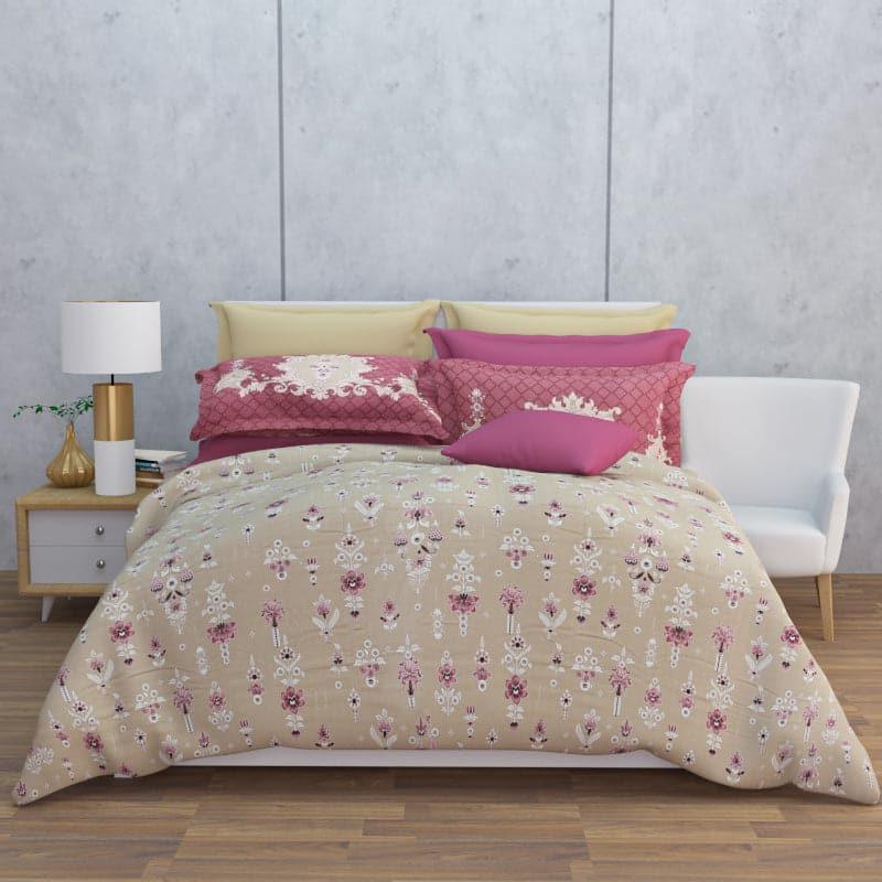 Teva Floral Cotton Bedsheet (Brown) - 210 TC media 4