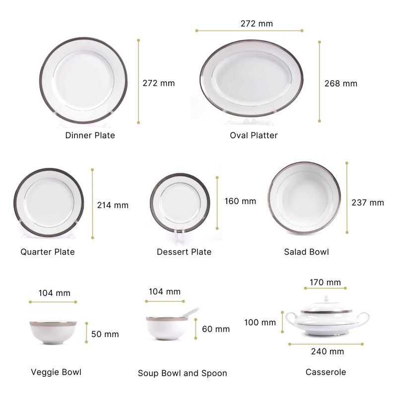 Vienna 24k Gold Brushed Porcelain Dinner Set (Platinum) - 41 Piece Set media 12