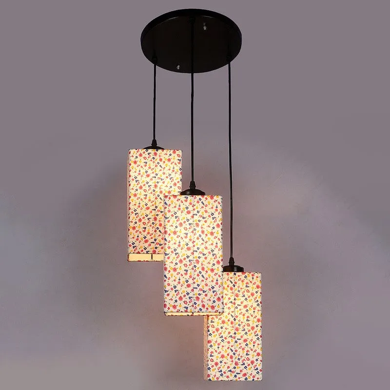 Warm Ivory Triple Metal Ceiling Lamp - Multicolor media 6