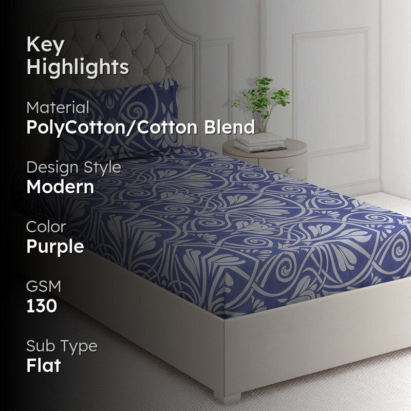 Geo Petals Floral Bedsheet - 130 GSM media 2