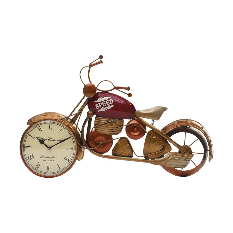 Twin Dial Bike Theme Metal Wall Clock media 3