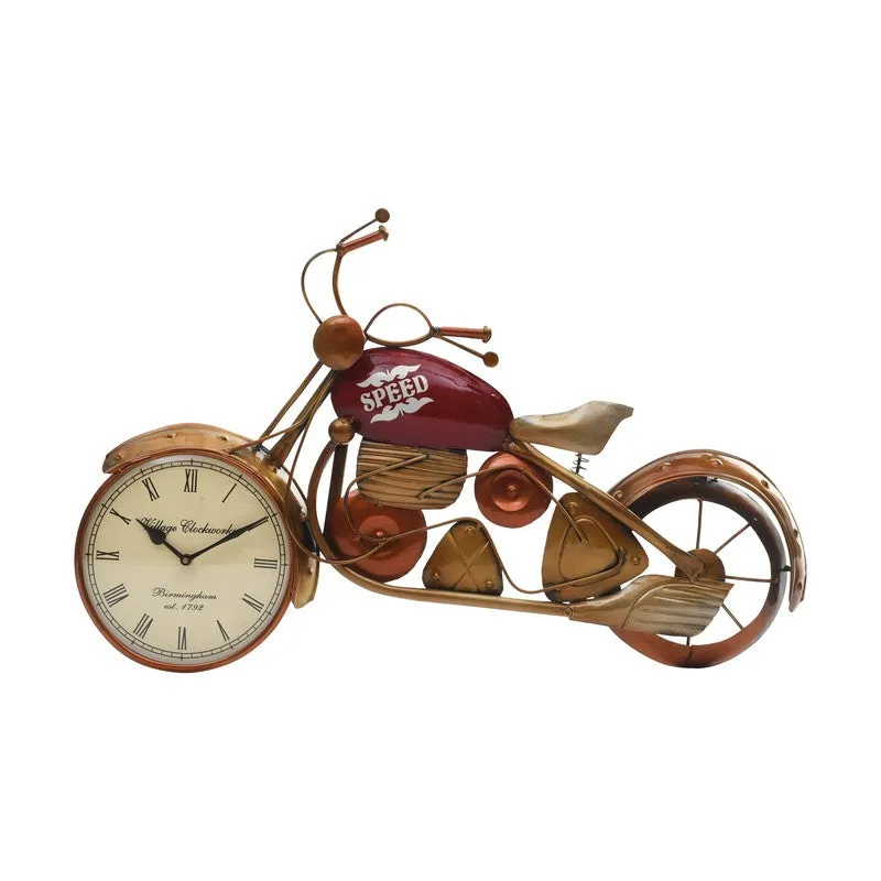 Twin Dial Bike Theme Metal Wall Clock media 3