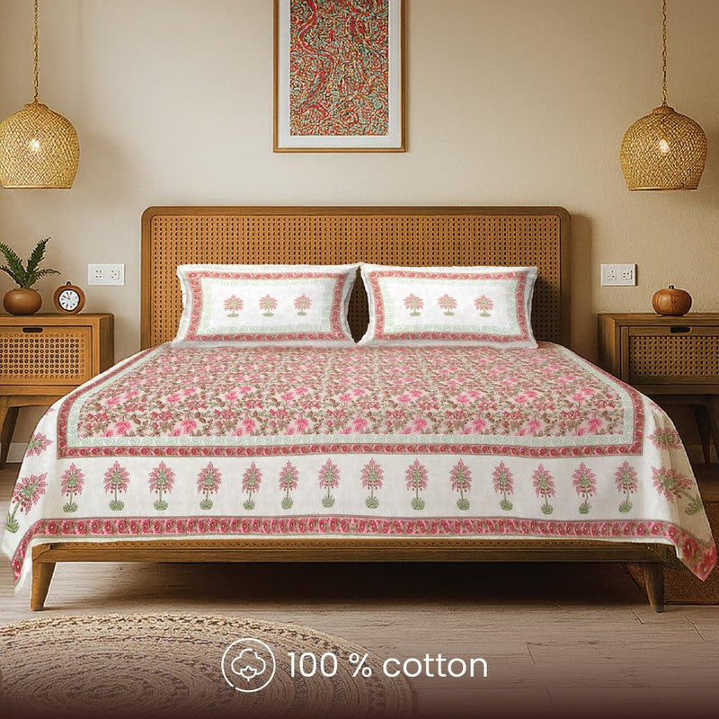Urban Space Natural Harmony Cotton Bedsheet (Pink) - 200 TC media 4