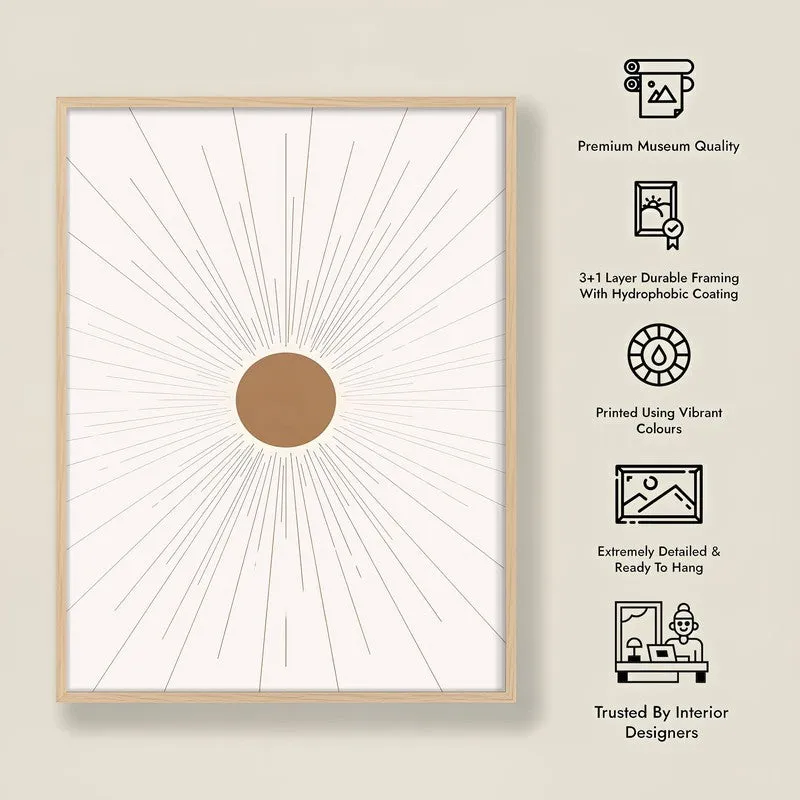 Sunburst Canvas Wall Painting With Brown Frame media 10