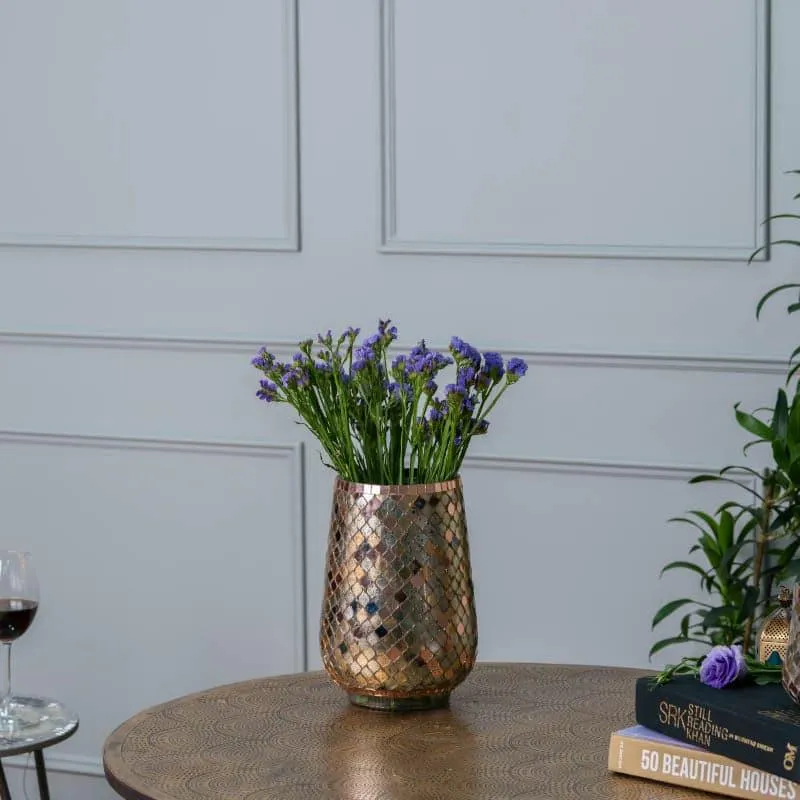 Garnet Mosaic Tumbler Vase - Rosegold media 1