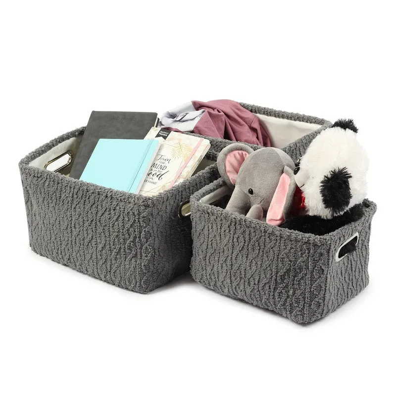 UrbanNest Fabric Storage Basket (Black) - Set Of Three media 5