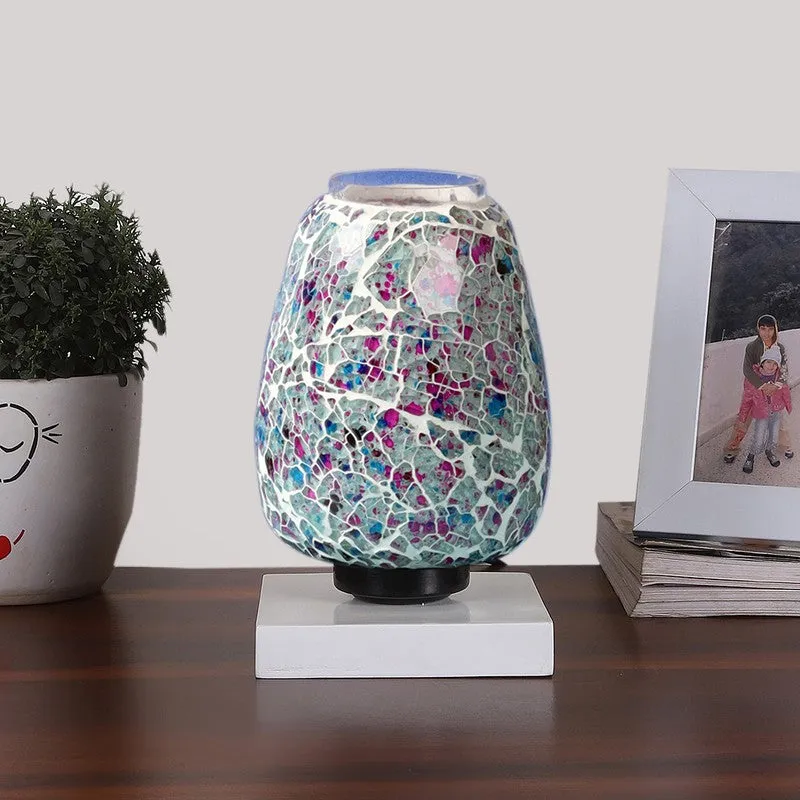 Flamoria Glass Table Lamp With Wooden Base - Multicolor media 4