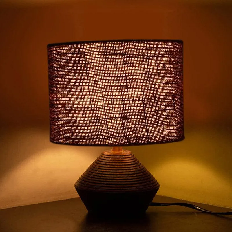 Yami Wooden Table Lamp With Jute Shade - Brown media 1
