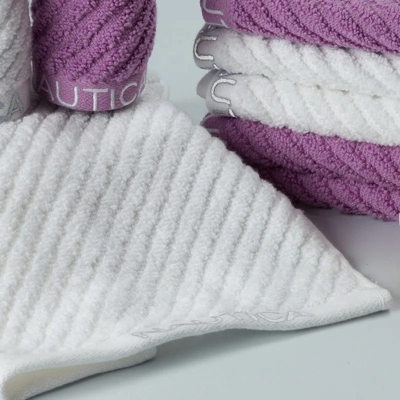 Nautica Riviera Soft Cotton Hand & Face Towel (White & Lilac) - Set Of Eight media 4