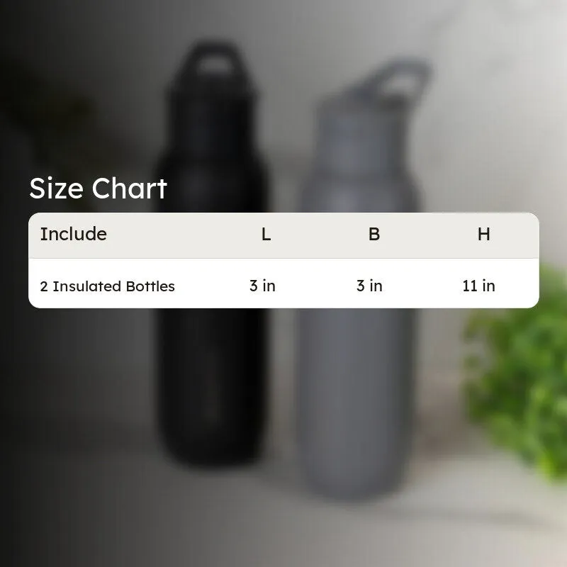 Sleek Sip Hot & Cold Thermos Water Bottle (Black & Grey, 630 mL Each) - Set Of Two media 5