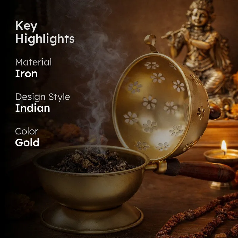 Dhoop Shanti Incense Holder - Gold media 2