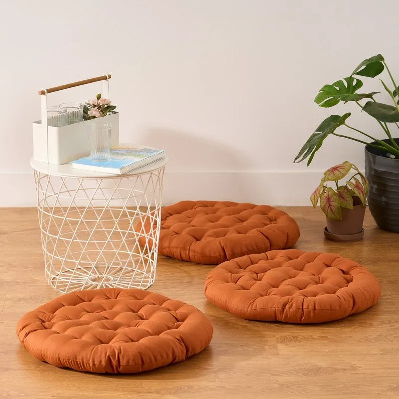 Fluffpod Solid Cotton Floor Cushion (Brown) - Set Of Three media 1
