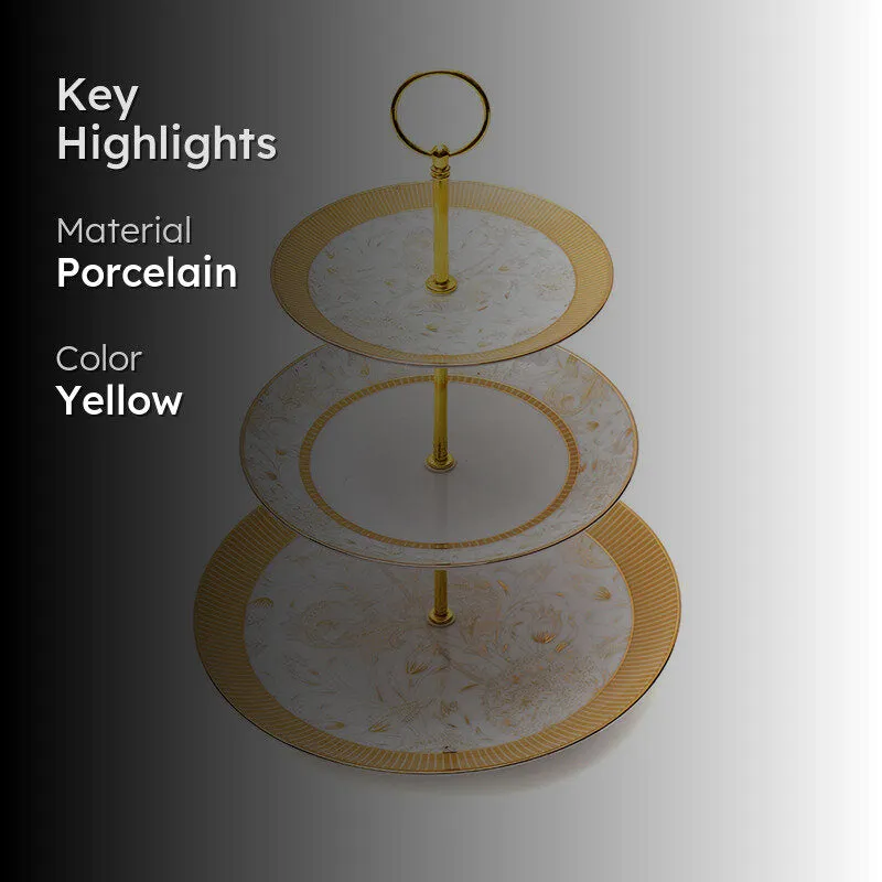 Gilded Iris 3-Tiered Porcelain Dessert Stand - Peach media 2