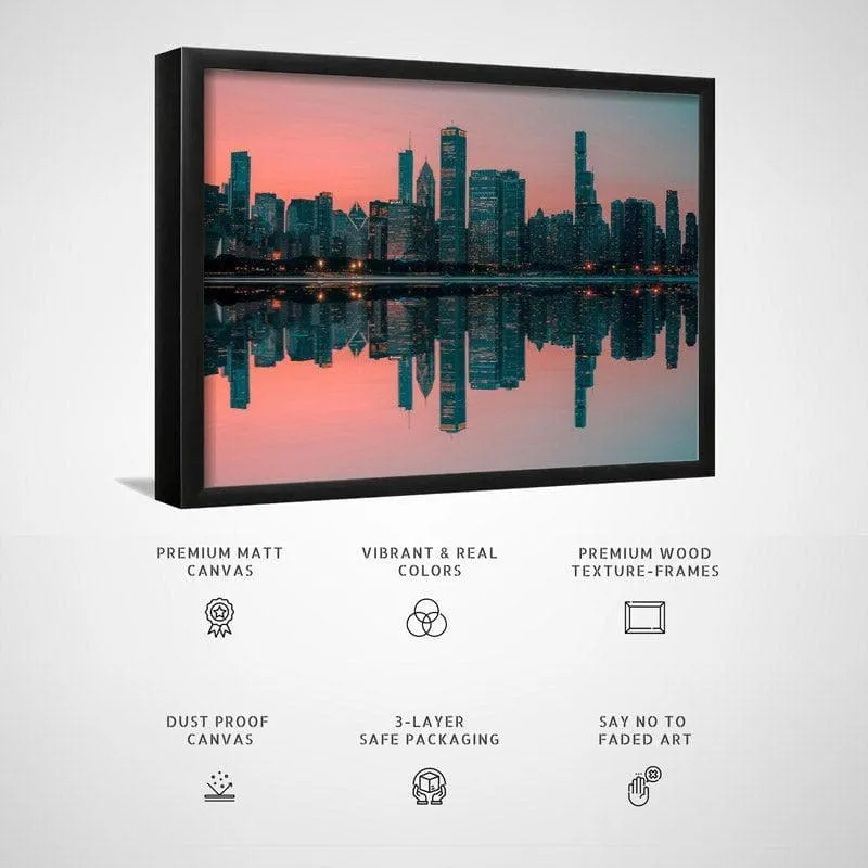 Cityscape Canvas Wall Painting - Black Frame media 5