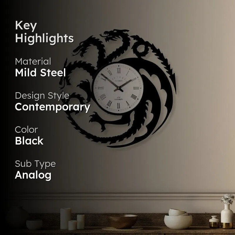 Dragon Steel Analog Wall Clock - Black media 2