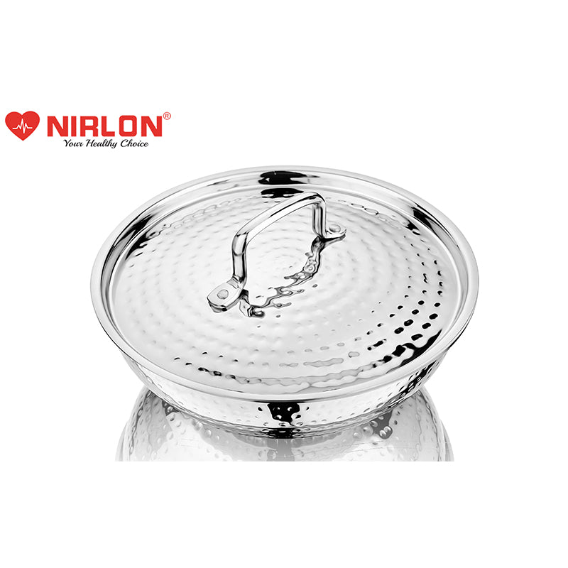 Nirlon Steel Hammered Kadhai With Lid - 3200 mL/10 Inches media 8