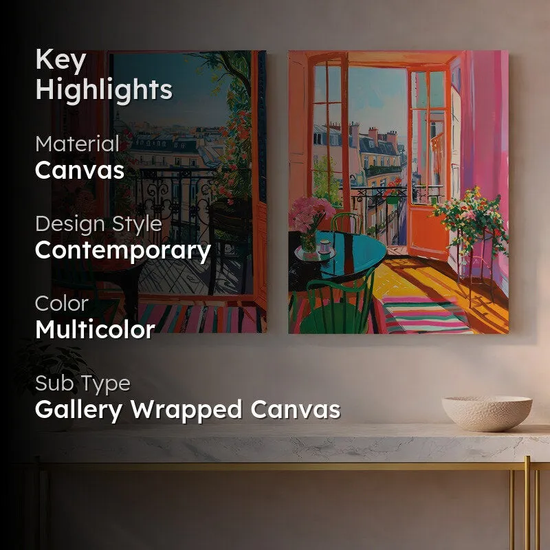 Parisian Balcony Canvas Wall Art - Set of Two media 2