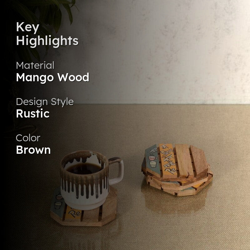 Mikhaya Wooden Coaster - Set Of Four media 2