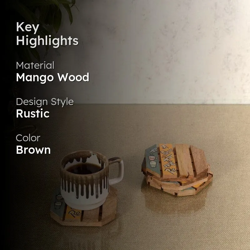 Mikhaya Wooden Coaster - Set Of Four media 2