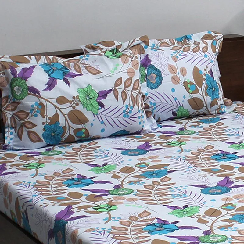 Yahvi Floral Cotton Bedsheet (Blue) - 110 TC media 4
