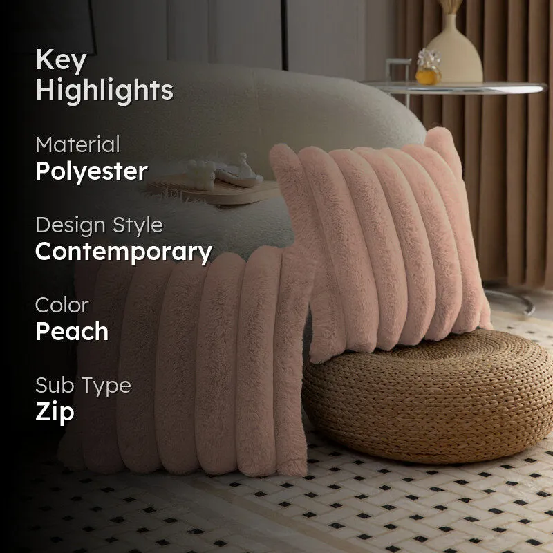 Stripe Luxe Cushion Cover Set (Peach) - Set Of Two media 2
